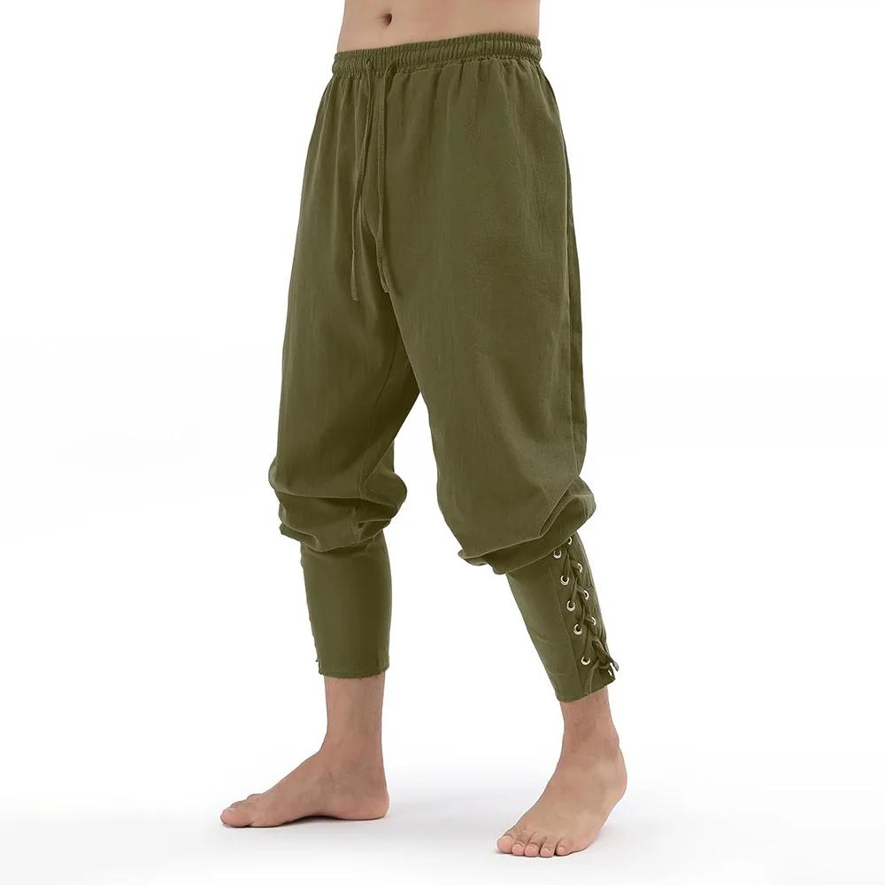 Мужские брюки весна-лето винтажные мужские средневековые викингские хлопковые льняные брюки модные на Хэллоуин винтажные мужские брюки