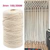 100/200 м 3 мм натуральный бежевый хлопковый витой шнур ремесленная веревка для макраме DIY ремесло