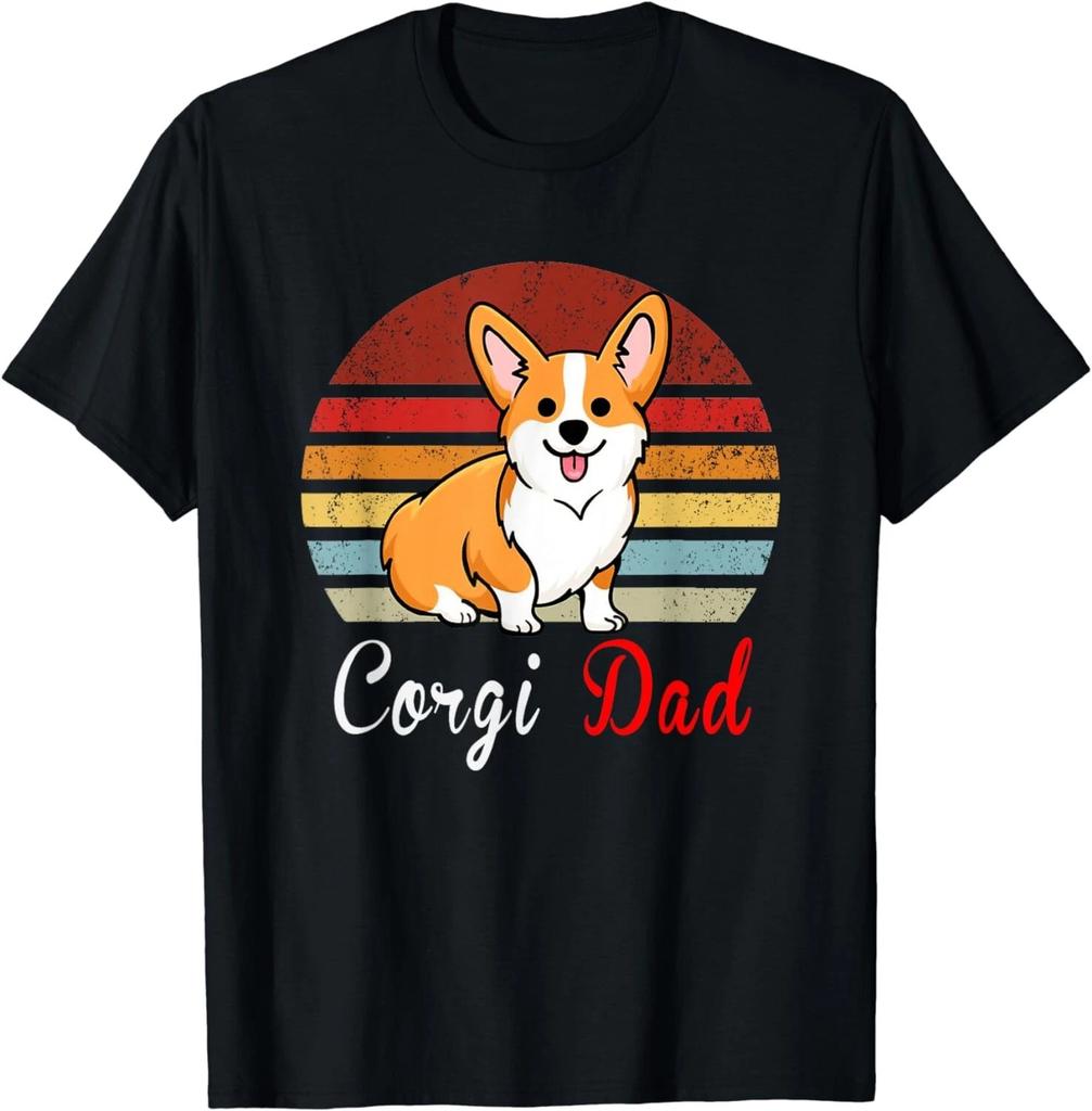 Vintage Retro Corgi Dog Love-r Dad Mom, Boy Girl Funny Gift Unisex T-Shirt