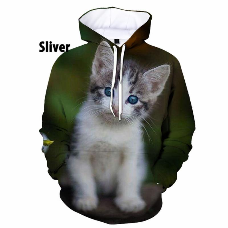 Модные милые толстовки с 3D-принтом животных и кошек, повседневные мужские/женские пуловеры с капюшоном