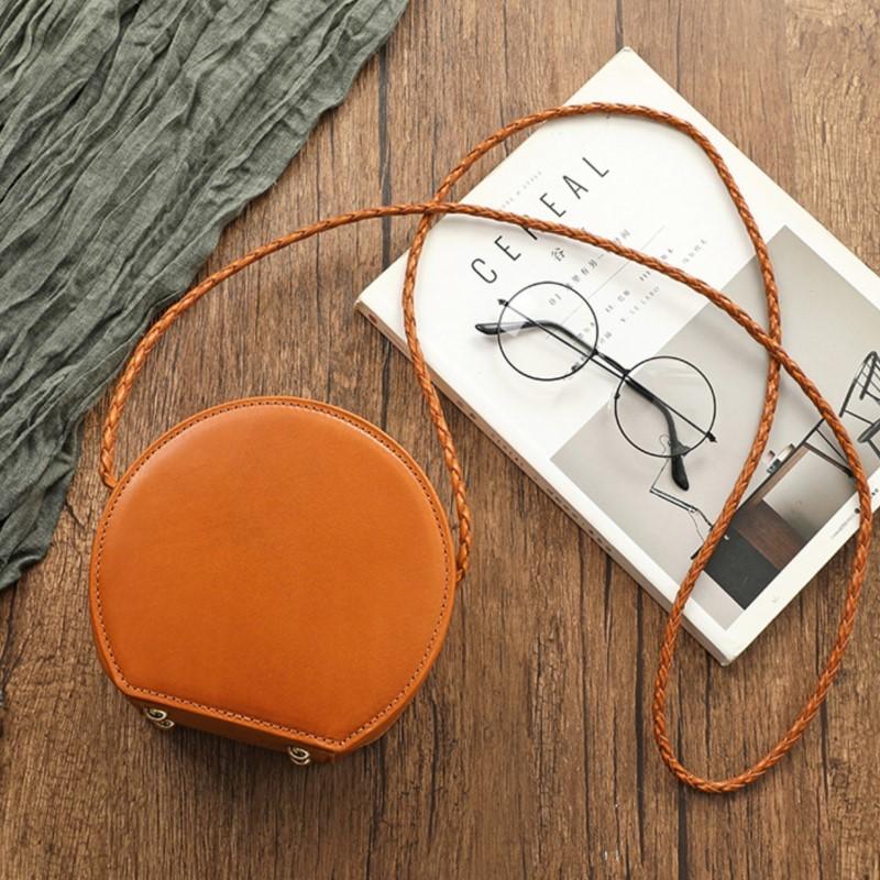 Johnature Простая маленькая круглая сумка из натуральной кожи, женские сумки из натуральной яловой кожи на плечо и через плечо