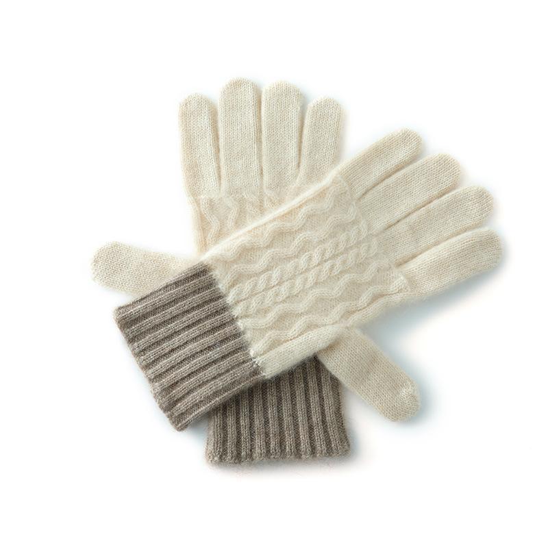 Перчатки с сенсорным экраном Кашемировые Осенне-зимние Новые Мужские и Женские Цветовая гамма Утепленные Теплые Велосипедные Ветрозащитные Вязаные Пятипалые