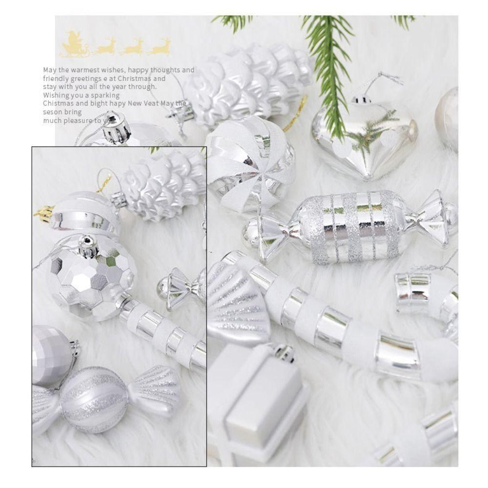 16Pcs Plastic Christmas Tree Decorations Cartoon Christmas Tree Pendant NEW Xmas Hanging Ball Set