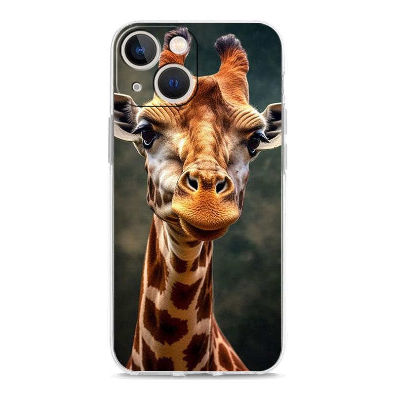 Иллюстрация жирафа Чехол для телефона Для iPhone 11 Чехлы iPhone 15 12 13 14 16 Pro Max X XR XS 14 15 Plus 16Pro iPhone16 Прозрачный чехол
