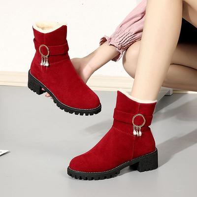 Элегантные ботильоны со стразами на среднем каблуке, плюшевые зимние ботинки для женщин, зимняя обувь с круглым носком для женщин, готические ботильоны в стиле Y2k, теплая обувь по акции