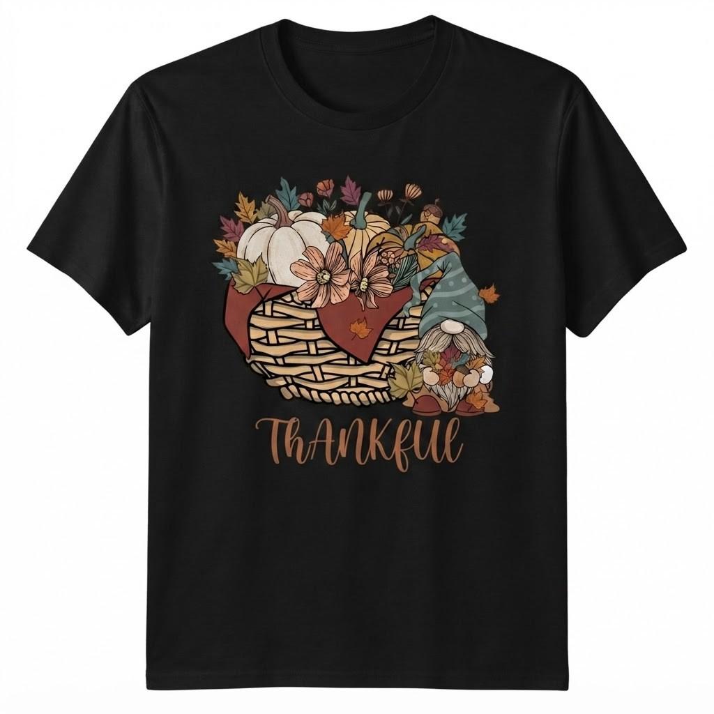 Autumn Harvest Gnome Thankful Season Gratitude Fall Pumpkin T-shirt