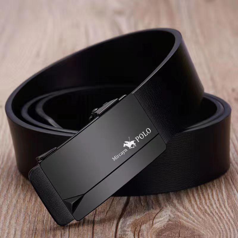 Мужской кожаный ремень с автоматической пряжкой из натуральной воловьей кожи для молодежи, повседневный индивидуальный корейский вариант трендового брючного ремня