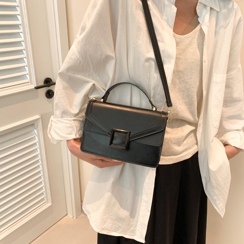 Женская Текстурная Простая Сумка Весна Новая Универсальная Сумка Через Плечо Ins Темпераментная Однотонная Маленькая Квадратная Сумка Женская