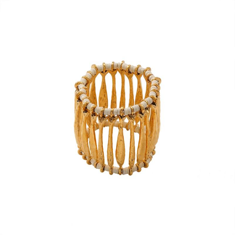 Openwork Woven Alloy Stretch Bracelet Women Gold Geometric Ocean Style Fashion Accessory