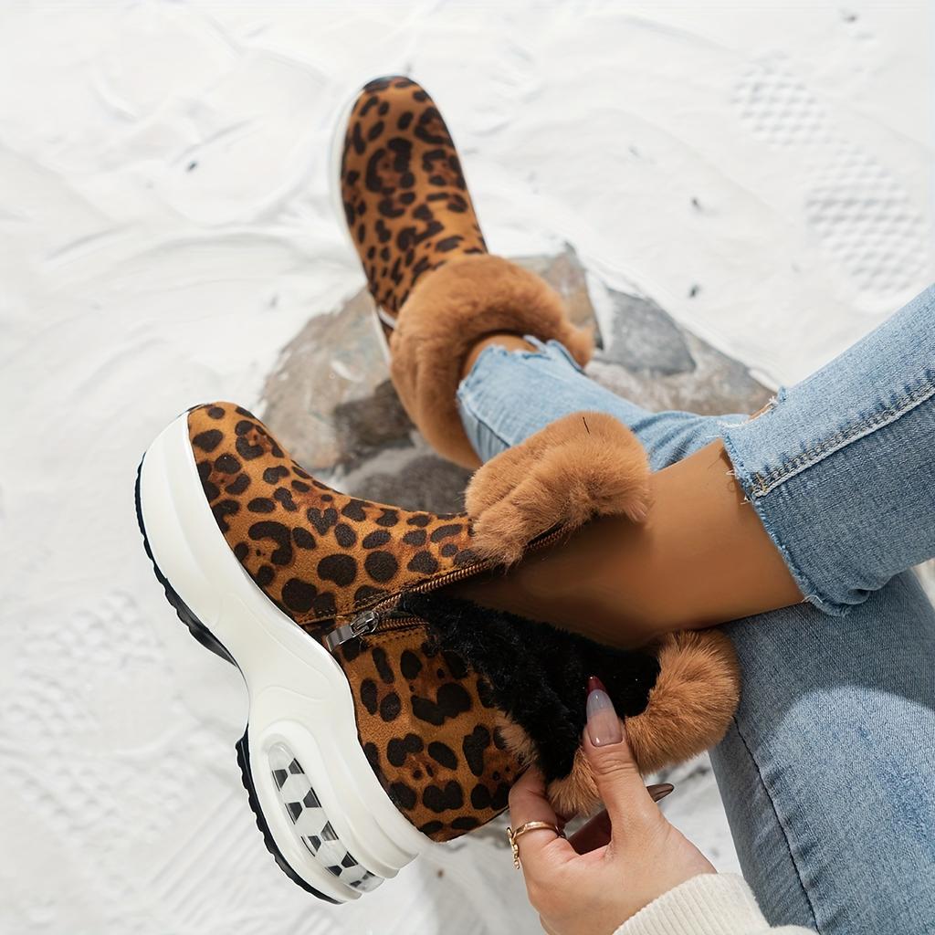 Женские короткие ботинки на платформе, удобные ботильоны на молнии сбоку, стильные ботинки на плюшевой подкладке