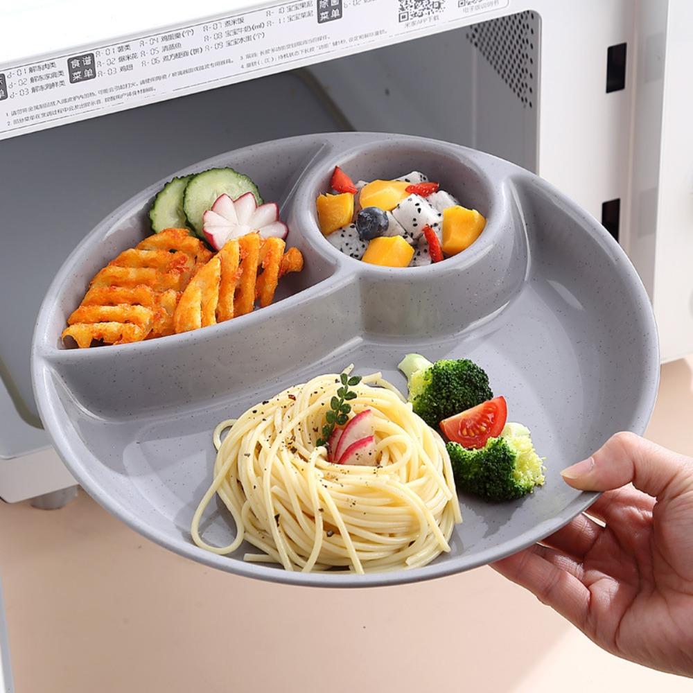 2pcs Microwavable Divided Dinner Plate Plastic Fruit Serving Tray Food  Plate  Kindergarten