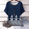 XL-7XL Plus Size Short Sleeved Round Neck T-shirt for Women Tops 3D Printed with Boat Anchor Pattern T Shirts