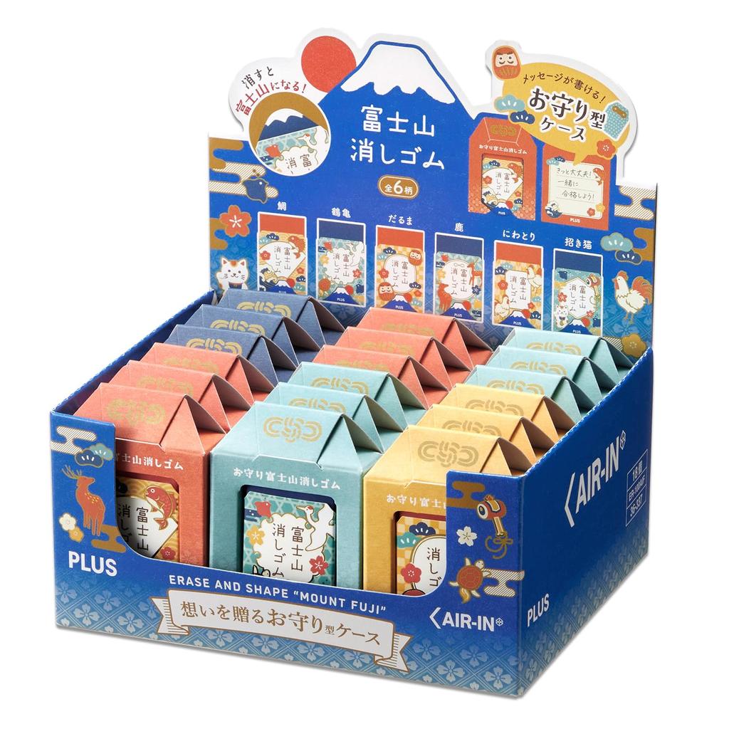 Plus Eraser Air-in Mount Fuji Amulet Support Students 25 Tai Tsurukame Daruma Shika Niwatori Maneki Neko ER-100AF