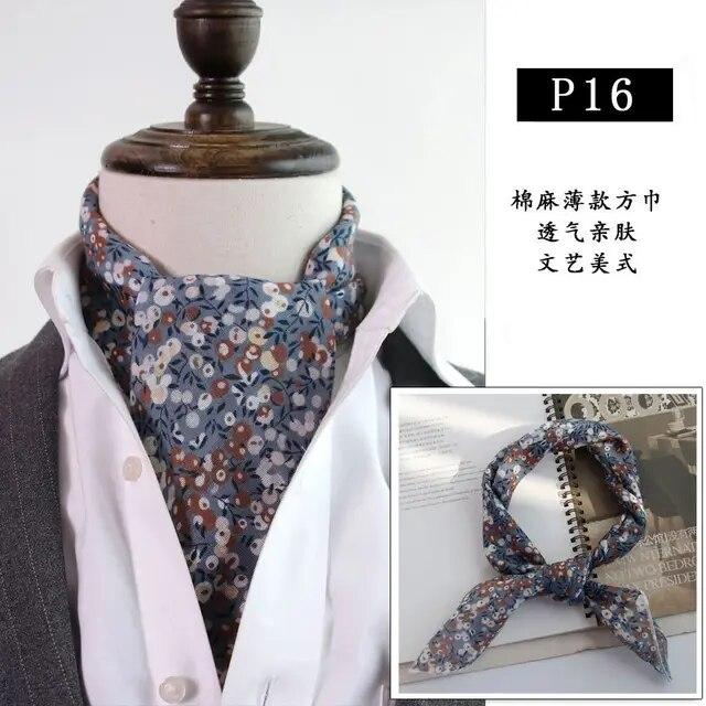 Cotton and Linen Men's Artistic Retro Scarf Korean Spring Autumn Winter Scarf Hip Hop Street Style Scarf Small Square Towel