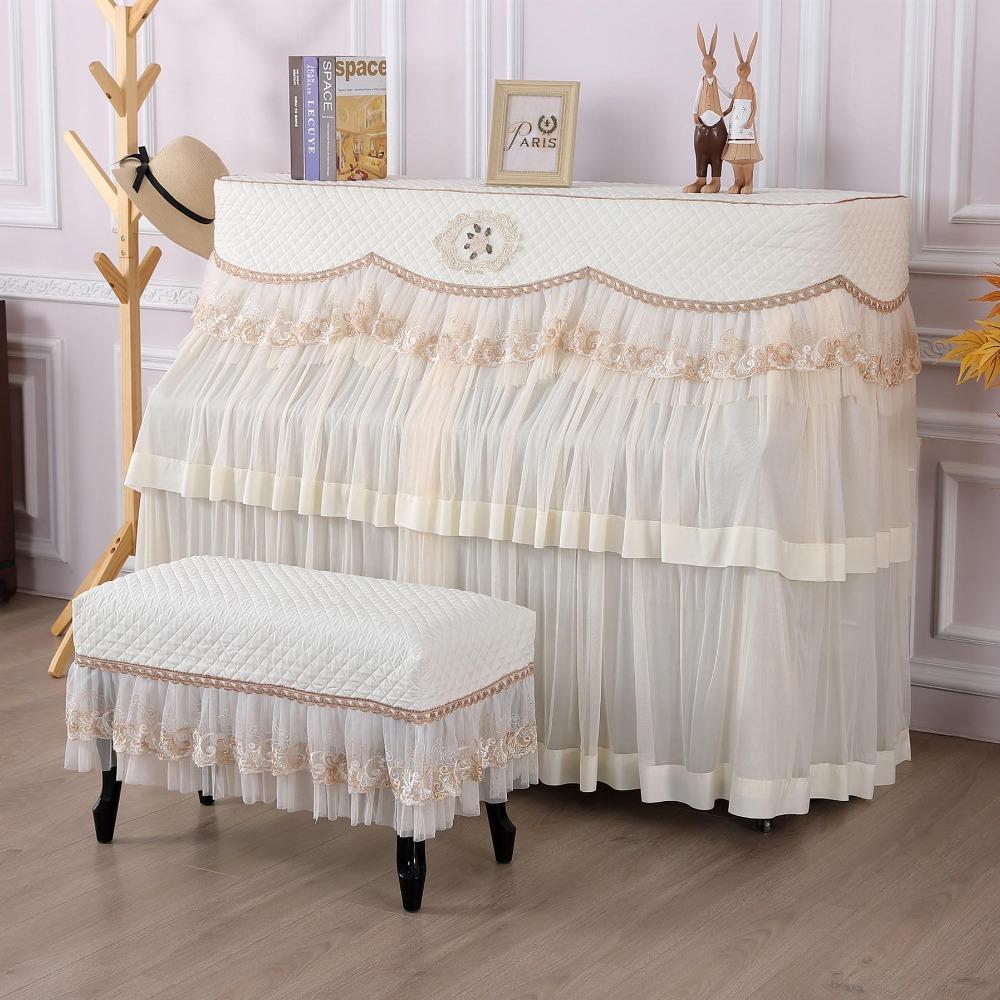 Beautiful and Dustproof Piano Cover for Household Use Small Fresh Lace Fabric Cover Playing The Piano At Home Without Taking It