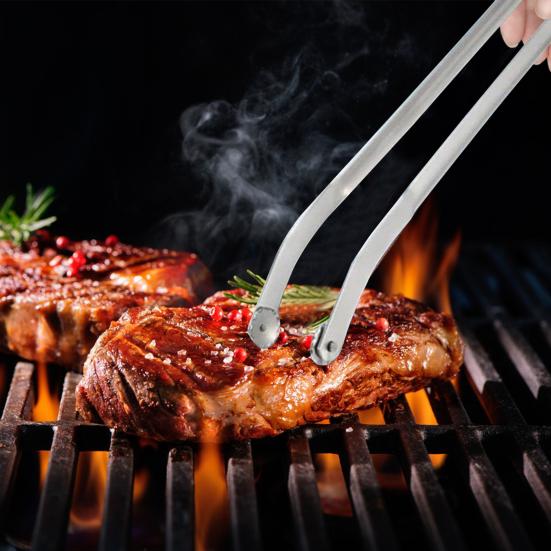 1/2/3Pcs BBQ Handle Flipping Tongs Stainless Steel Grilling Kitchen Cooking Tongs for Sausage Long BBQ Tongs for Turning