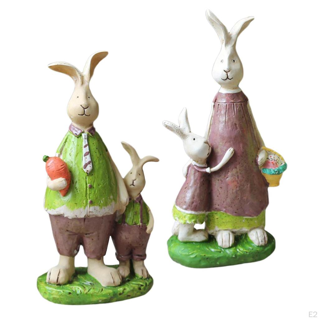 Статуэтка Скульптура Животного Фигурки Стоящий Кролик Поделка Украшение для Пасхального Двора Настольный Праздничный