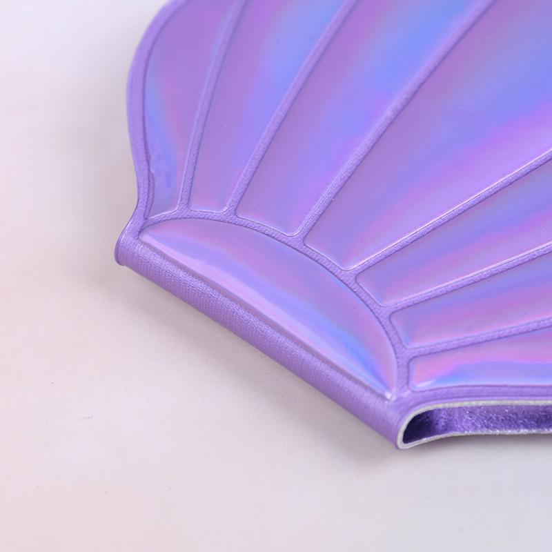 Sea Shell Shape Compact Cosmetic Mirror Pu Leather Double Sided Makeup Magnifier