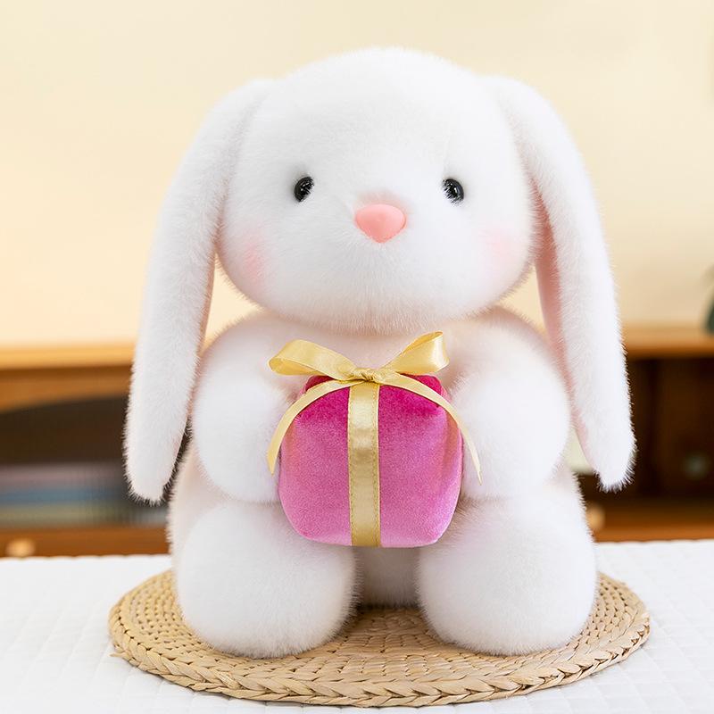 Cute Rose Rabbit Doll Plush Toy Doll Cute Rabbit for Girls and Children Soothing Doll Gift