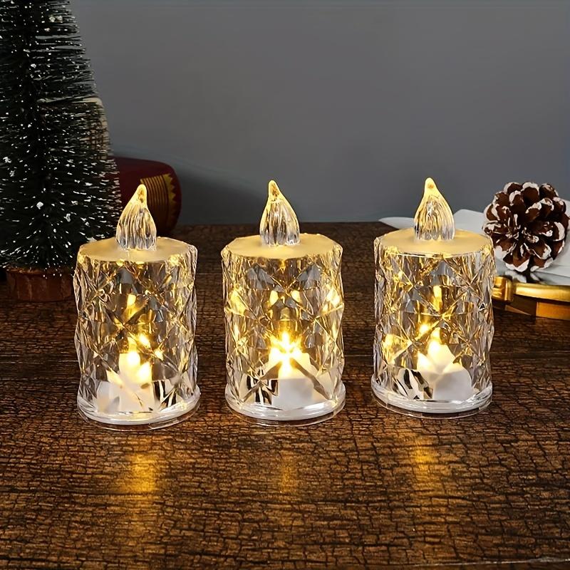 1pc Battery-Powered LED Crystal Flameless Tea Candle Light for Parties, Home Decor,Christmas Decorations