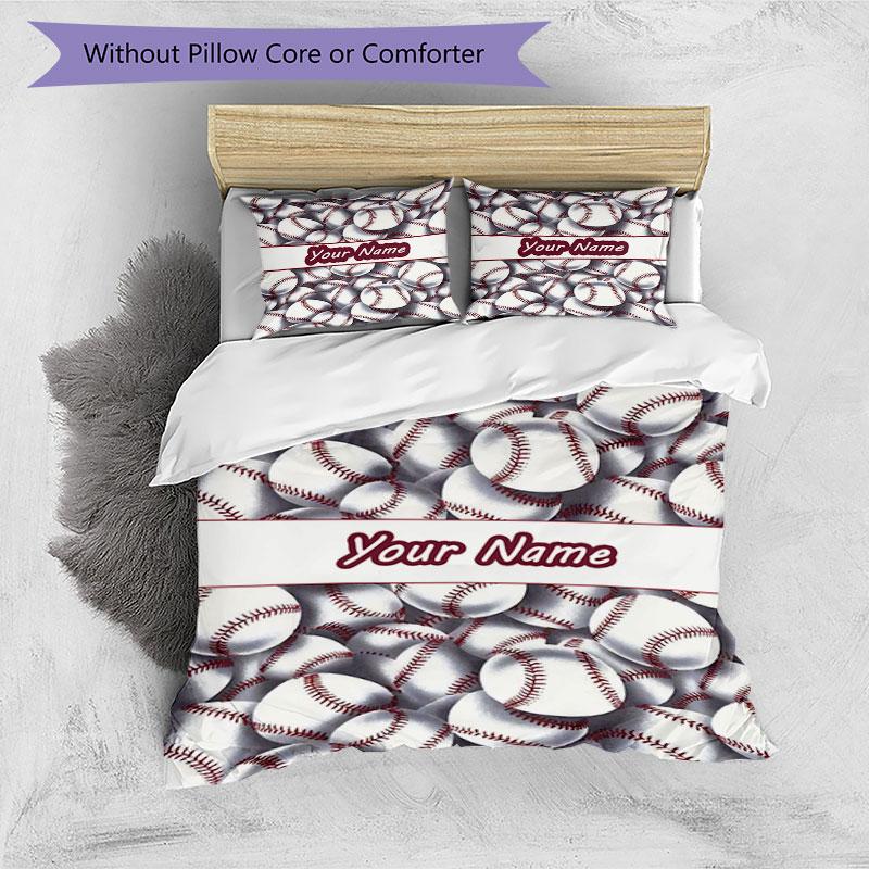 3PC Custom Name Baseball Fan Cover Bedding Set Duvet Cover Closure Includes 1 Duvet Cover & 2 Pillowcases for Bedroom