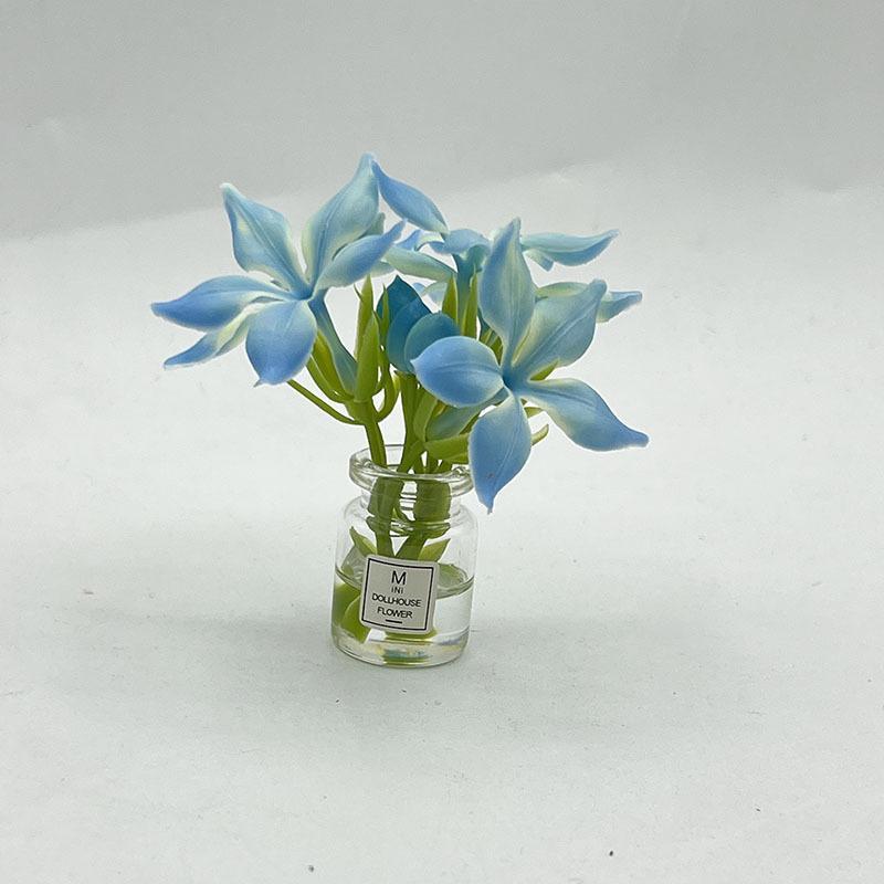 1:12 Scale Miniature Glass Flower Bottle 1Pcs Cute Dollhouse Accessory for Car Dashboard Home Shelf Decor