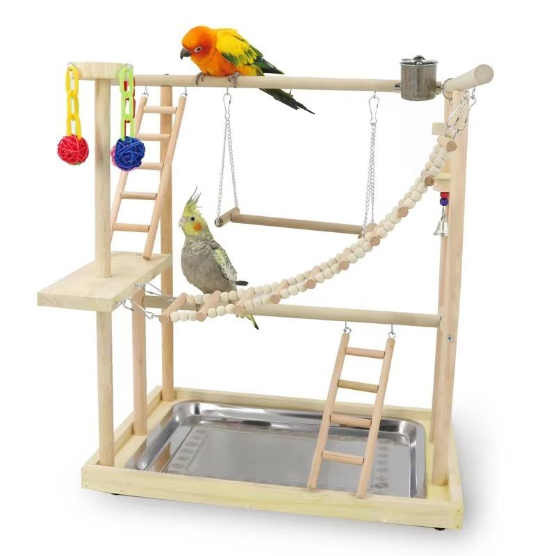 Parrot Interactive Playground Parrot Training Solid Wood Stand Stand Pole Bird Supplies Bird Shelf Parrot Stand Stick