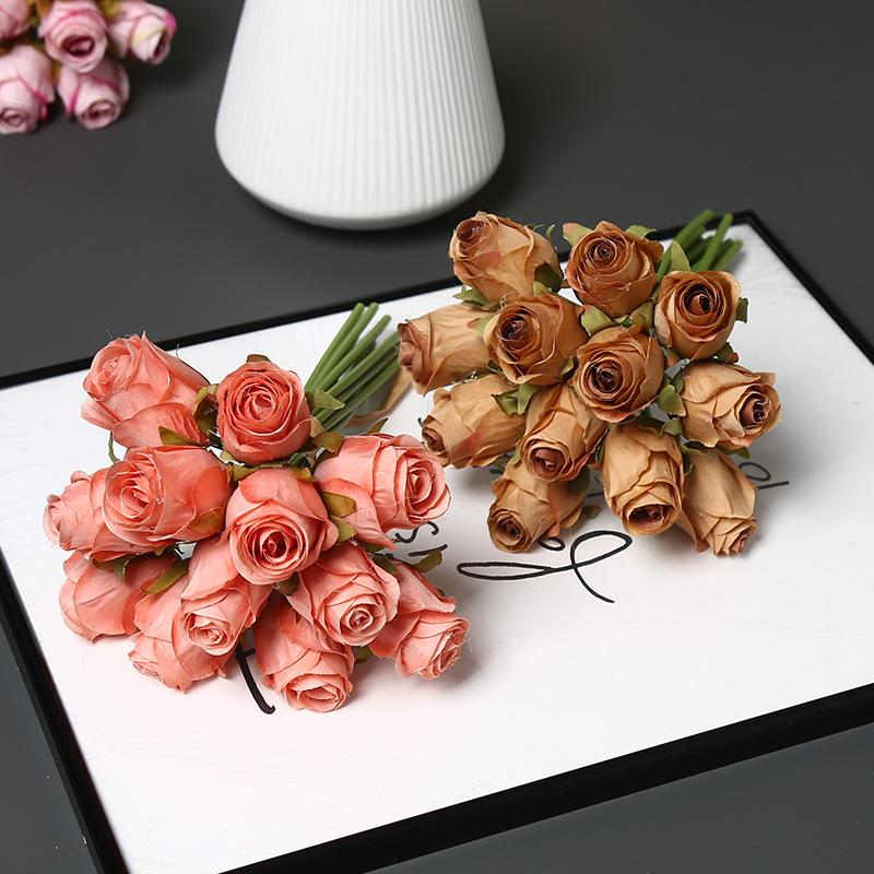 Artificial 12-Head Rose Bouquet for Bridal, Valentine's, Home Decor, Table Centerpiece, or Photography Props.