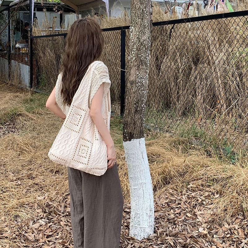 Yogodlns Женская тканая сумка-тоут в стиле бохо, летняя пляжная сумка, тканые сумки ручной работы на плечо, ручная вязаная сумка, сумка для покупок