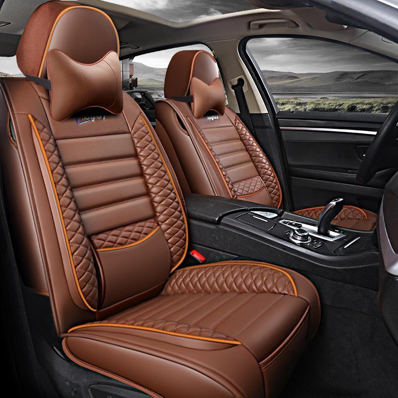 Всесезонная универсальная подушка на сиденье автомобиля с кожаным чехлом Ice Silk с полным обхватом и специальным зимним дизайном.