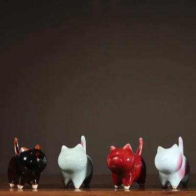 Керамические фигурки кошек – милые маленькие чайные зверьки для украшения автомобиля, дома и чайного домика