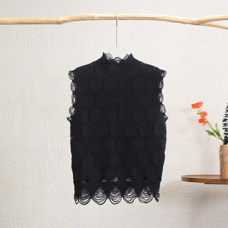 Niche Design Luxury Crochet Knit Wool Sleeveless Cardigan