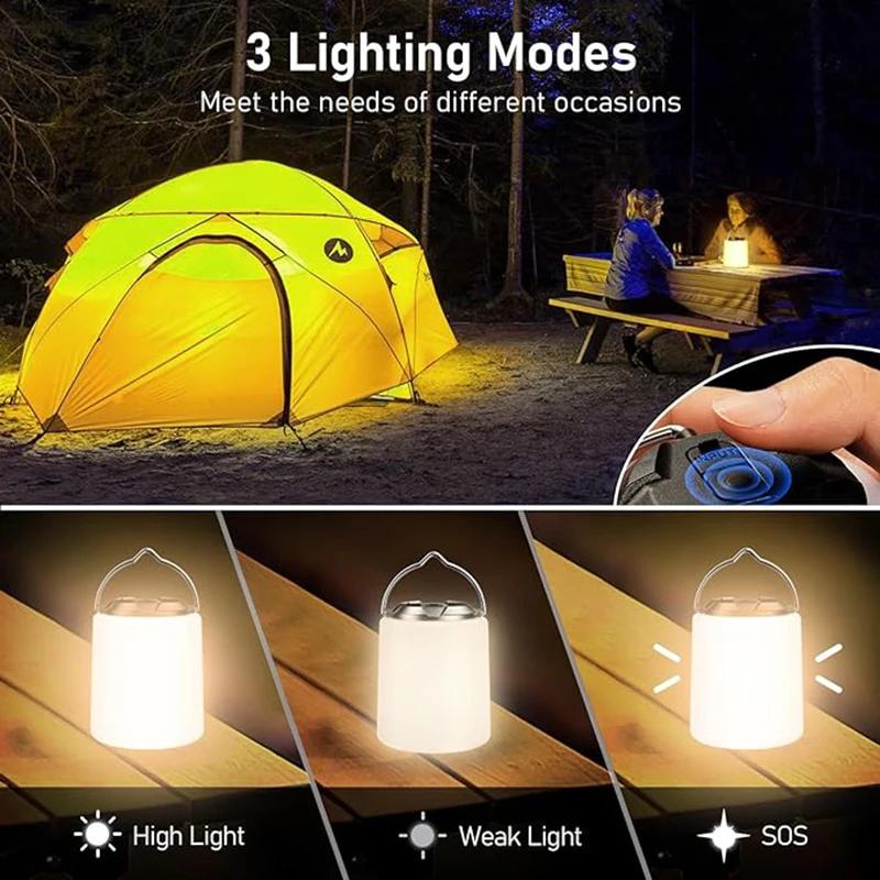 LED Camping Lights Outdoor Camping BBQ Tents Hanging Lantern Emergency Power Bank LT061 3 types of lighting USB Rechargeable