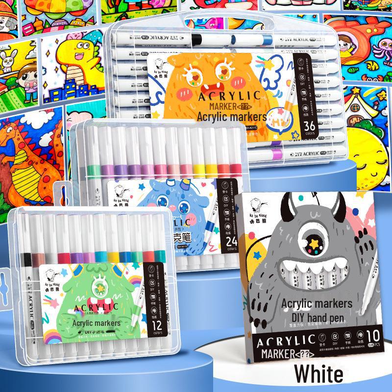 Водостойкие акриловые маркеры Kaba Bear - 24 цвета, глянцевые, для творчества для детей со специальной кисточкой