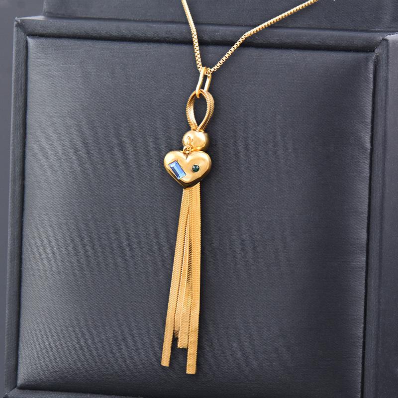 Золотая струящаяся подвеска из титана и титановой стали, цепочка на ключицу