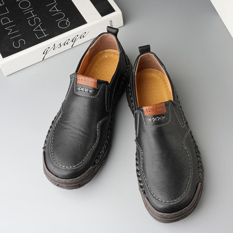 Мужская кожаная повседневная кожаная обувь большого размера с высоким берцем в стиле ретро, короткие сапоги