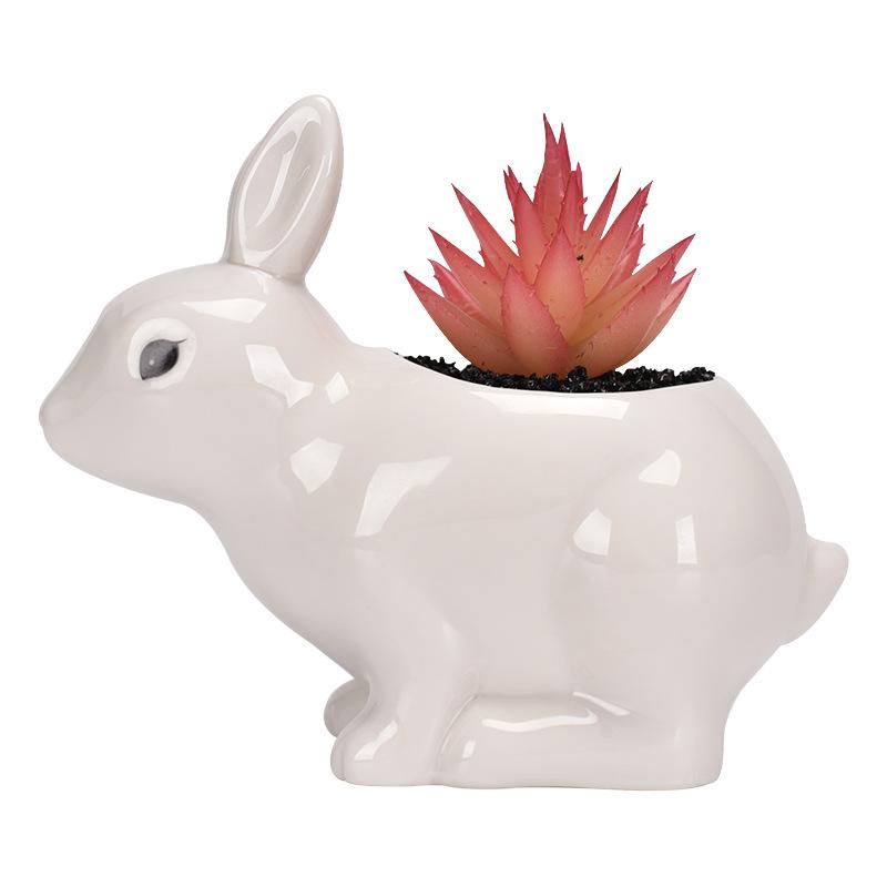 Creative Cute Flower Pots White Porcelain Pots Rabbit Flower Pots Succulent Pots Plant Pot Hanging Planter Home Decoration
