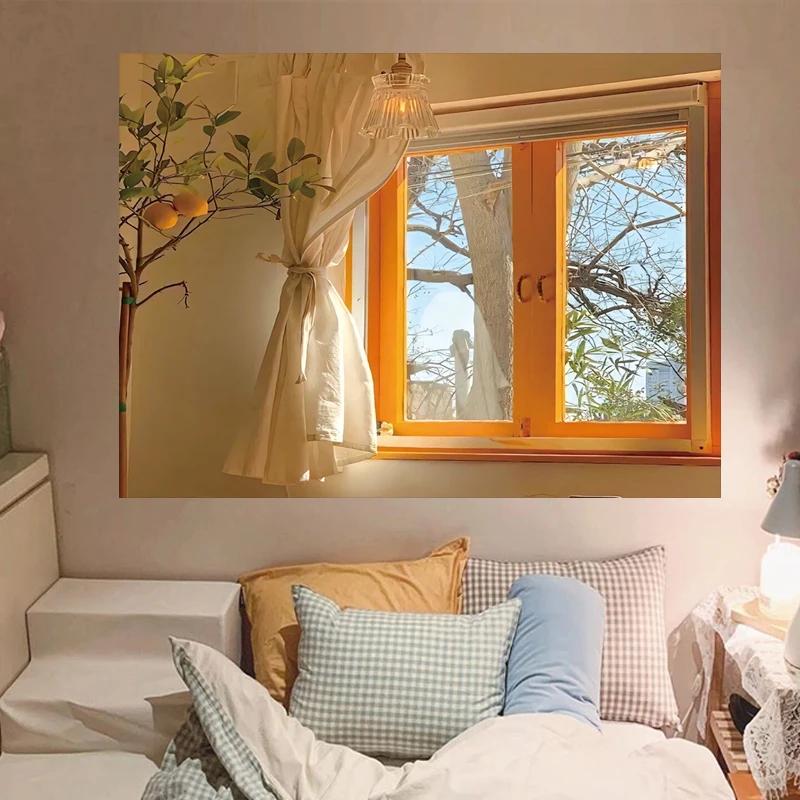 Настенный гобелен для декора дома, пейзаж, девушка, крючок, на заказ, богемный стиль, штора для общежития, эстетика