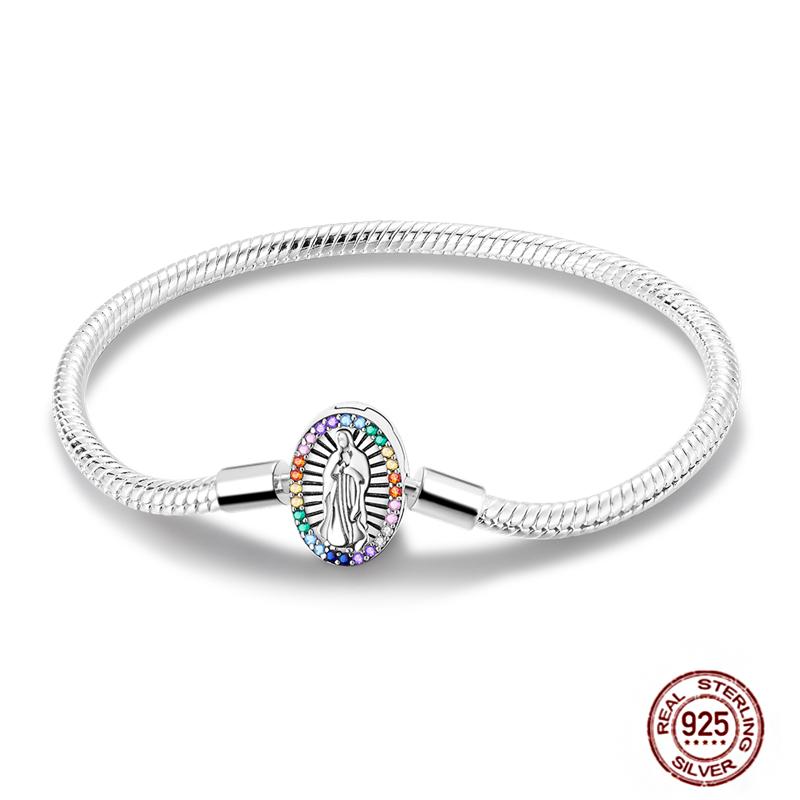 17-20CM Star Moon Bracelet 925 Copper Pink Heart Clover Charms Snake Chain Luminous Bracelet For Women DIY Birthday Zircon Gift