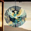 White and Green Phoenix Wind Chime Vibrant Metal Outdoor Decor with Fluttering Wings Golden Accents for Garden Porch Unique Gift Idea
