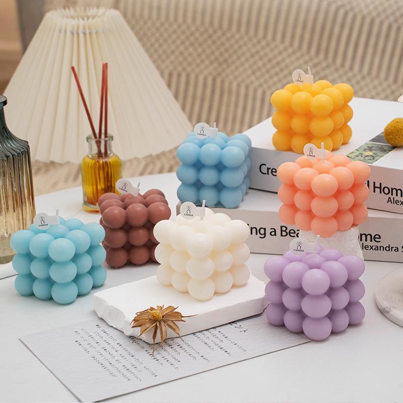 Набор ароматических свечей "Кубик Рубика" - Креативный домашний декор и реквизит для фотосъемки, Подарок на день рождения
