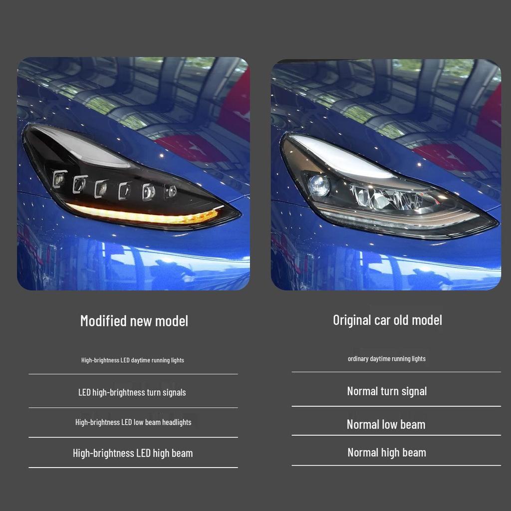 Модификация фар Tesla Model 3/Y 2019-2024: Светодиодные дневные ходовые огни и последовательные указатели поворота