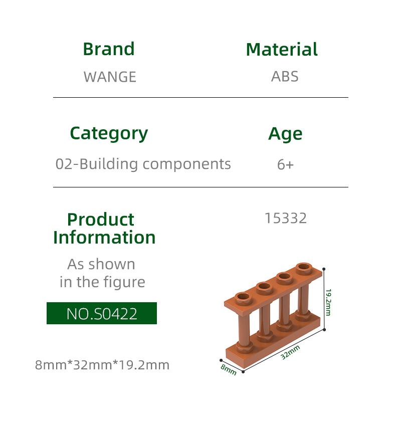 65Pcs/lot 15332 Fence Railing Construction Brick Moc Colour Castle Accessories Works With featuring Block DIY Children's playthings