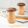 Creative and Practical Solid Wood Toothpick Tube, Household Toothpick Box, Black Walnut and Beech Wood Double Panel Wooden Cute Mushroom Toothpick Can