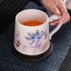 Dehua White Porcelain Tea Infuser Office Mug - Lotus Wen Xuan