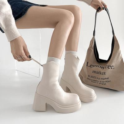 Женские ботинки Martin на толстом каблуке и платформе в британском стиле 2025 года, новинка осени и зимы, интернет-знаменитости, увеличивающие рост, короткие ботинки на высоком каблуке