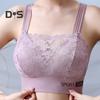 Женский бюстгальтер с широкими бретелями, ажурный цветочный узор, кружевной бесшовный бандо, защита от воздействия, максимальный комфорт, ударопрочный, с эффектом пуш-ап, без зацепления, беспроводной