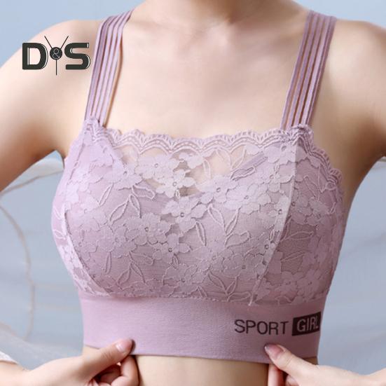 Женский бюстгальтер с широкими бретелями, ажурный цветочный узор, кружевной бесшовный бандо, защита от воздействия, максимальный комфорт, ударопрочный, с эффектом пуш-ап, без зацепления, беспроводной