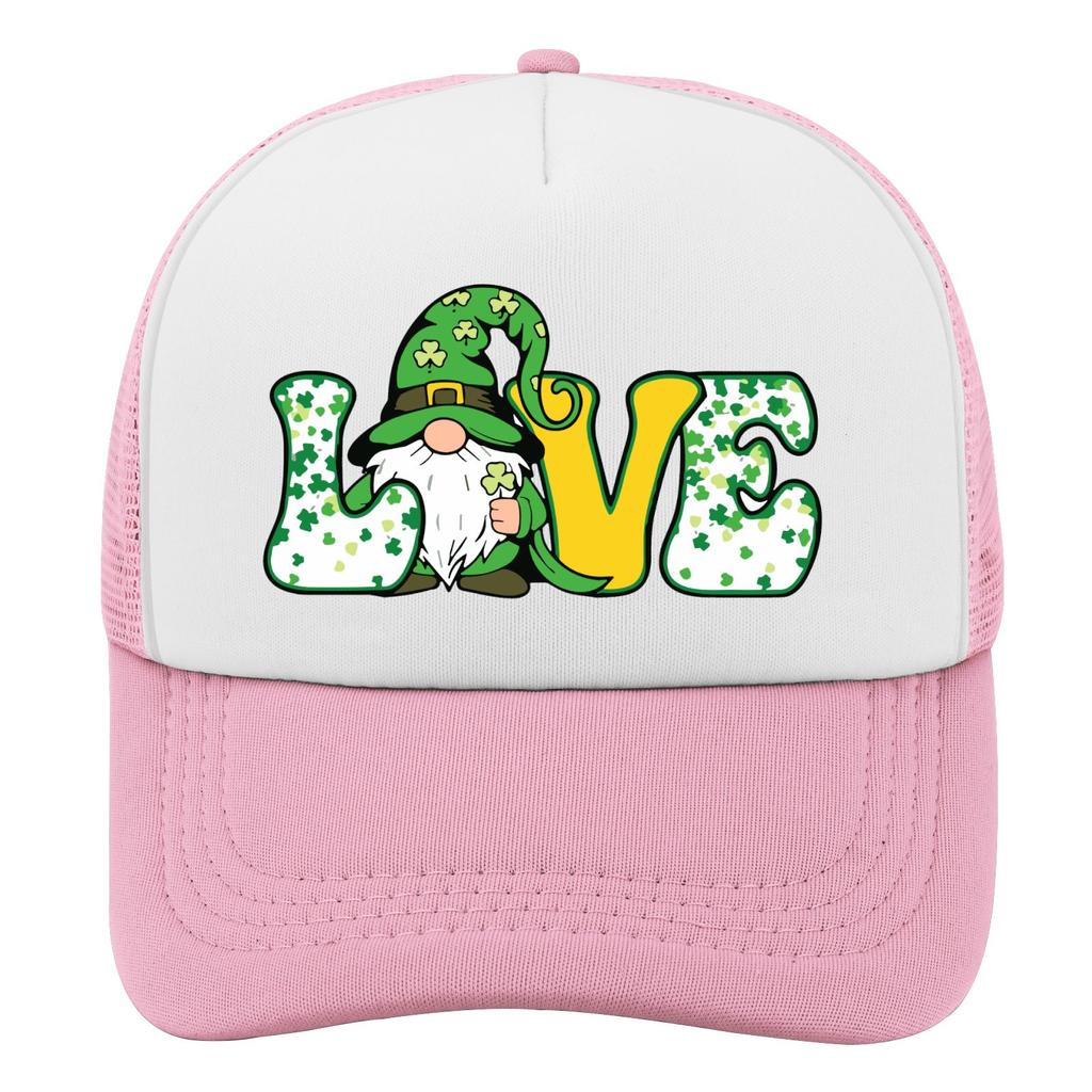St Patricks Day Gnome Love Trucker Hat Unisex Polyester Casual Adjustable Outdoor Cap