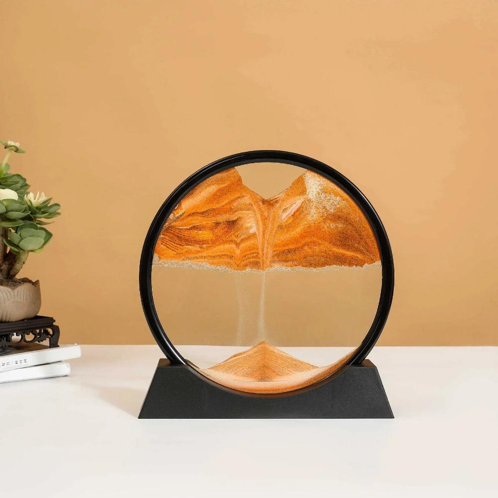 3D Sandscape Moving Sand Art Картина Quicksand Craft Круглое стекло Глубокая морская жидкость Песочные часы Текучая песчаная картина Домашний декор Подарок